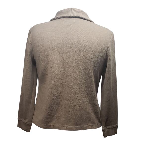 Studio Works Petite XL Tan Pullover Sweater – Collared V-Neck Faux Buckle Detail - Picture 2 of 8